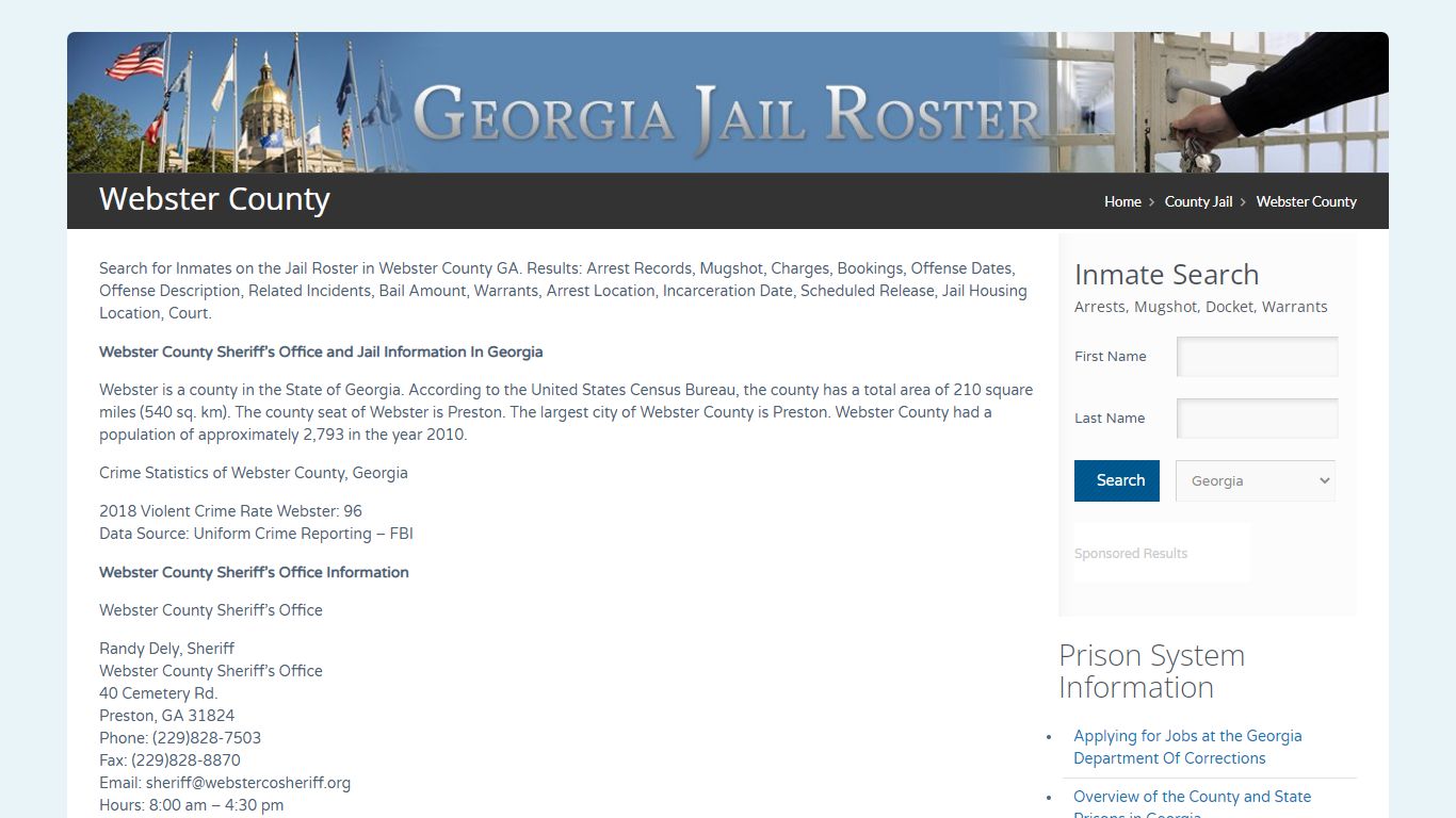 Webster County | Georgia Jail Inmate Search